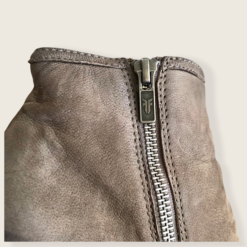 Frye Danica Peep Toe Grey Suede Cute Fall Booties - Picture 10 of 16